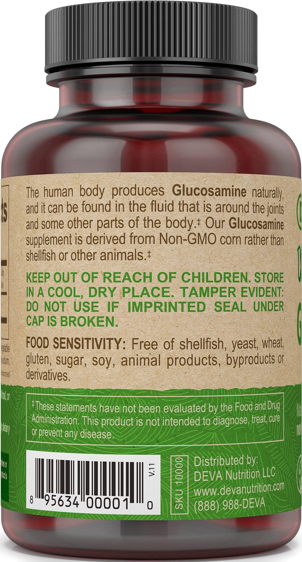 DEVA Vegan Glucosamine Tablets โ 90-Count Bottle | 100% Vegan, Non-GMO