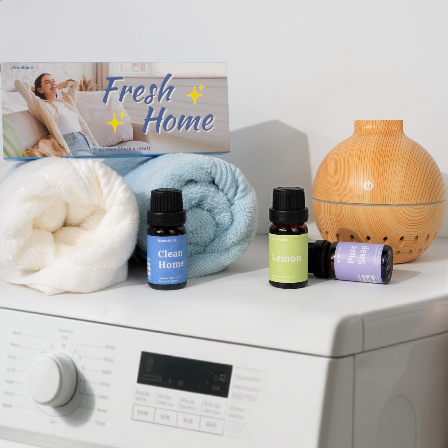 Diffuser Fragrance Oils โ Aromtopia Fresh Home Set (6x10ml): Fresh Linen, Lemon