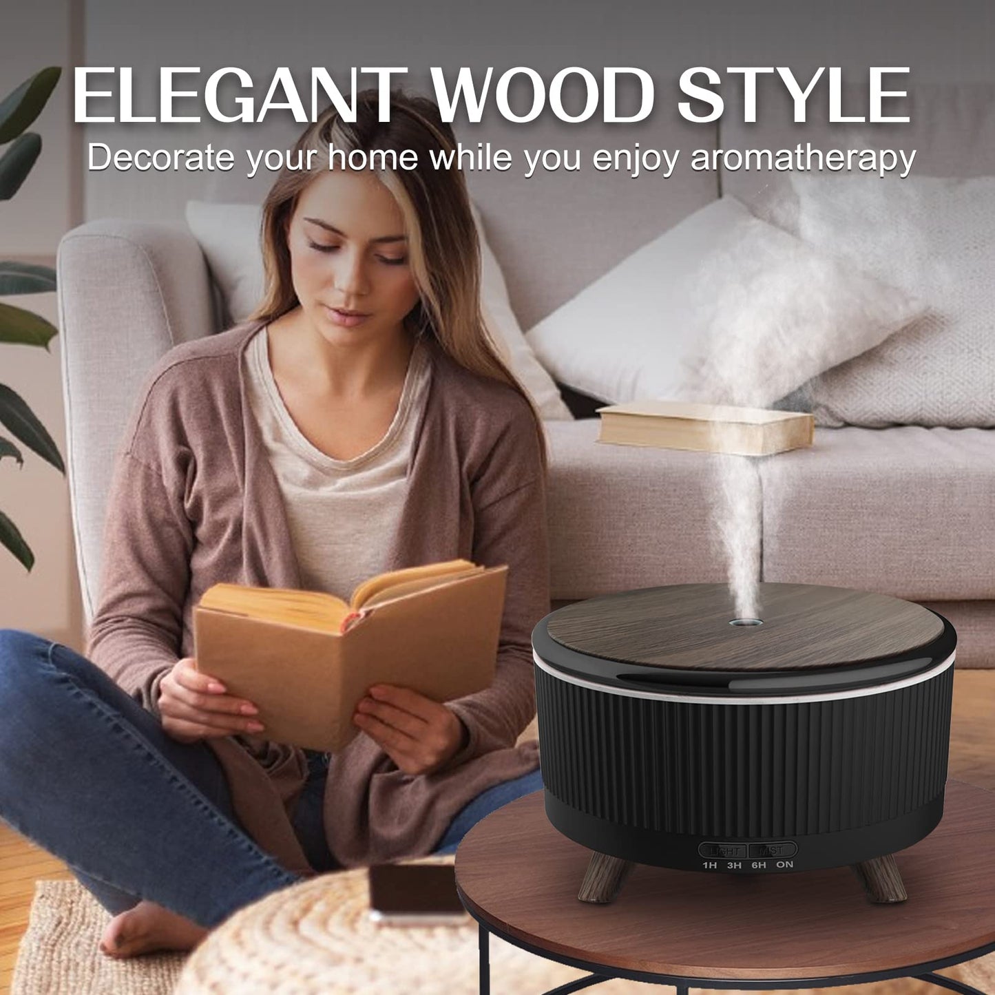 500ML Diffuser for Essential Oils โ Large Room Aromatherapy with 7 Color Lights & 3 Mist Modes