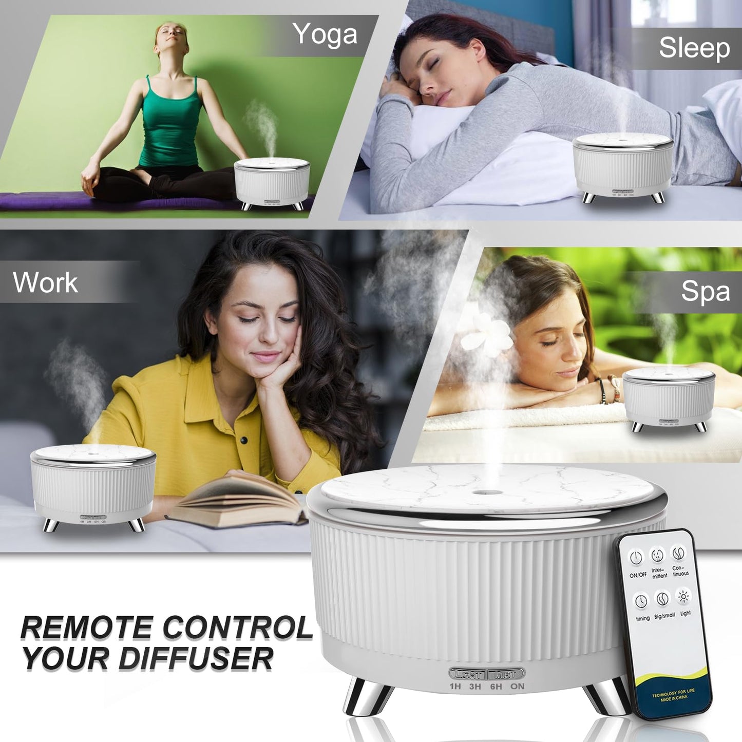 Large Room Essential Oil Diffuser with Remote โ 7 Color Lights & 3 Mist Modes