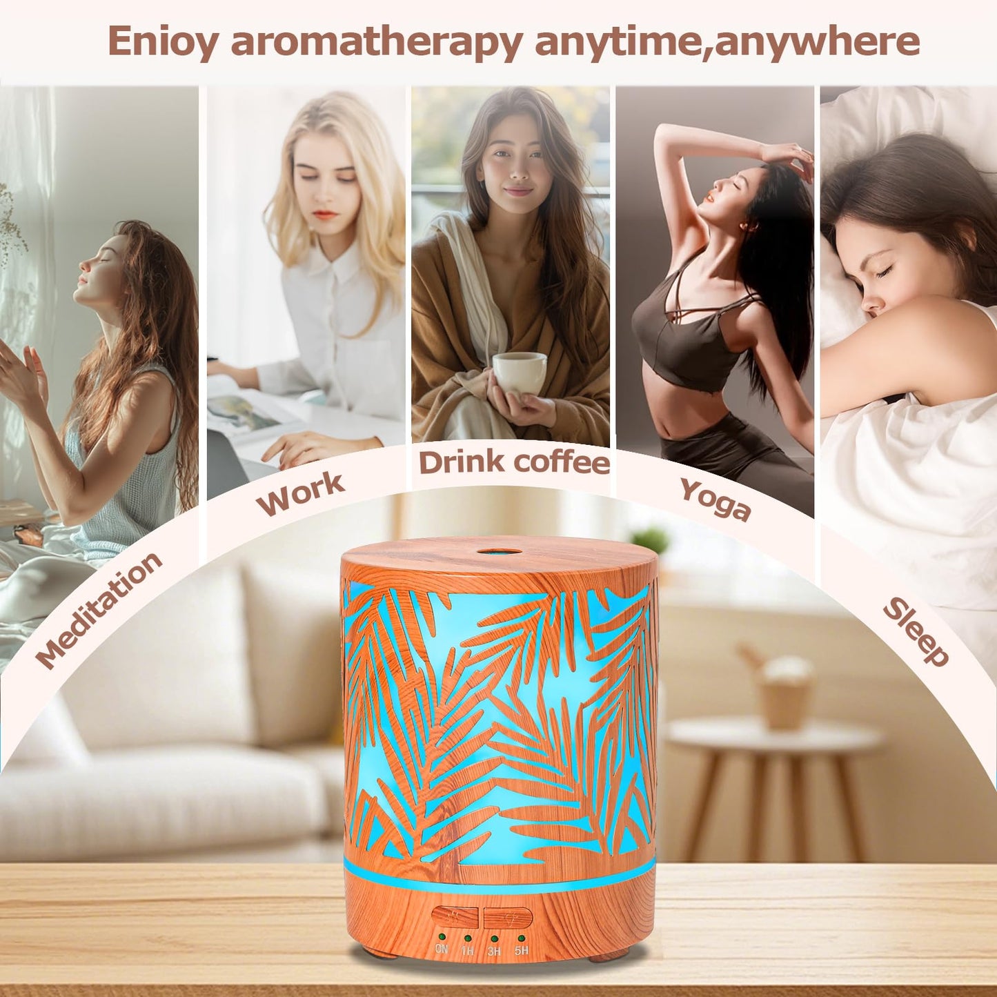 Essential Oil Diffuser โ Metal Aromatherapy 300ML Ultrasonic Cool Mist for Large Rooms
