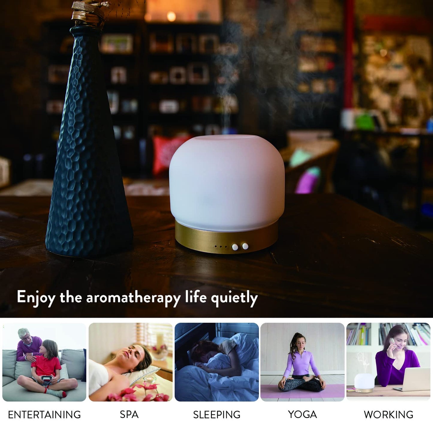 280ml Essential Oil Diffuser for Large Rooms โ Glass Cover, 4 Timers, Auto Shut-Off