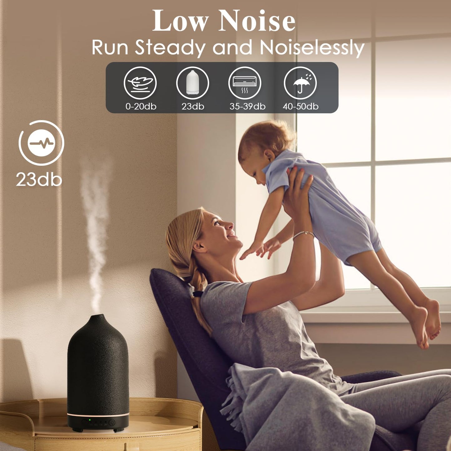 Diffuserlove Ceramic Essential Oil Diffuser โ Stone Cover, Auto Shut-off