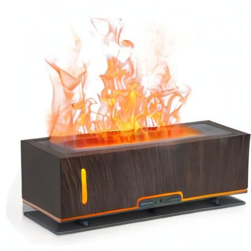 Diffuserlove Flame Diffuser 200ml โ Realistic Flame Aroma Diffuser for Bedroom (Dark Brown)