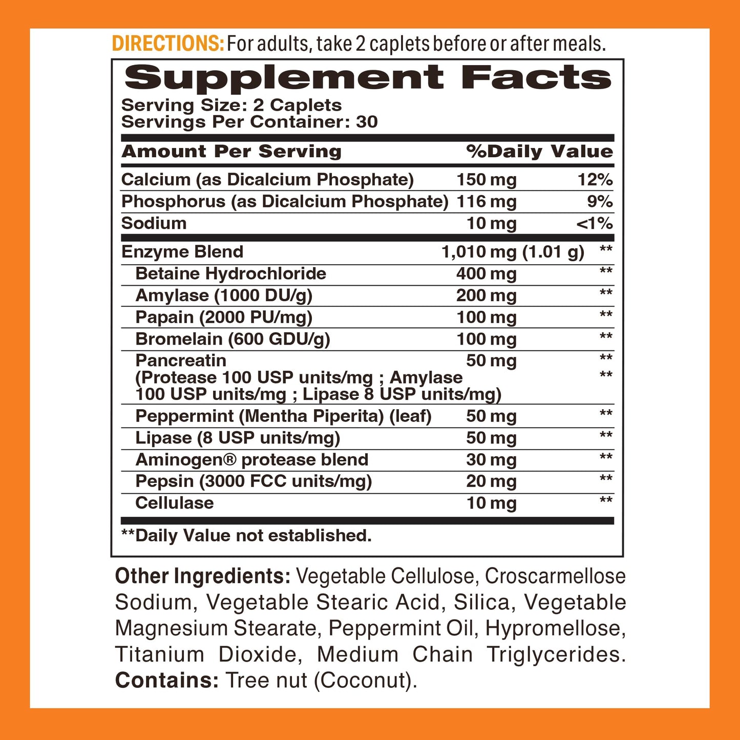 Vitamin World Digest-13 Multi-Enzyme โ 1010mg Digestive Enzymes, 60 Caplets