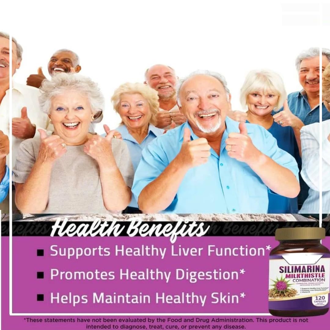 Fatty Liver Support Pills with Silymarin โ 120 Capsules (Milk Thistle, Dandelion, Fennel, B Complex, Licorice)