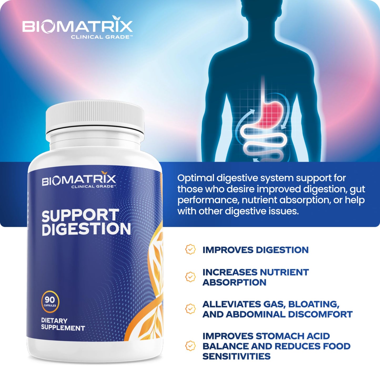 Digestive Enzymes Supplement (90 Caps) โ Purified Bile, Pancreatin & Betaine HCl