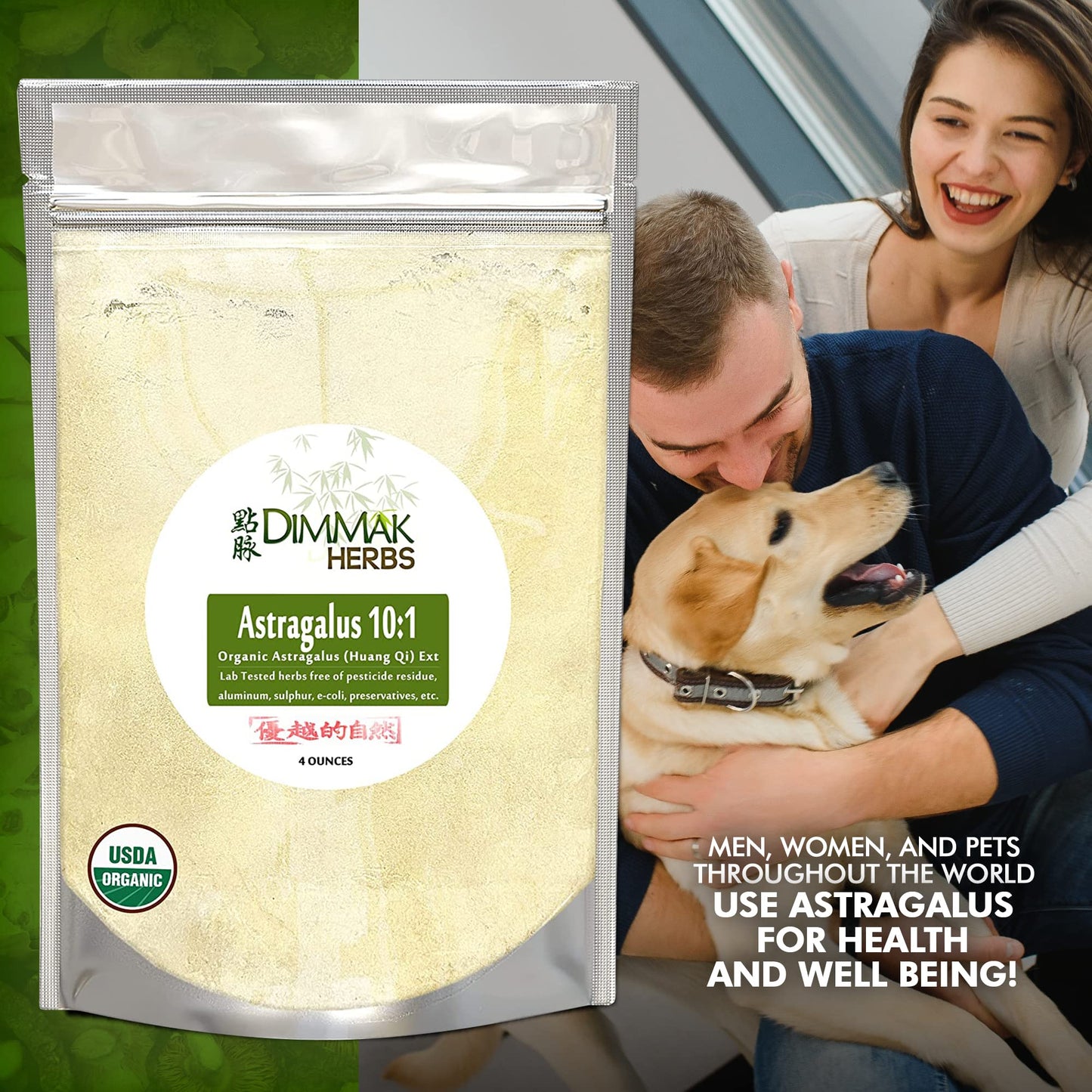 Dimmak Organic Astragalus 10:1 Extract Powder โ Huang Qi 4oz (112g) | USDA Organic