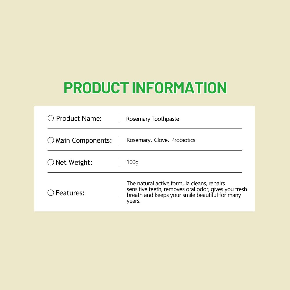 DISAAR Beauty Rosemary Toothpaste โ Herbal Extract, Clove & Probiotics | Removes Stains & Stronger Teeth 100g
