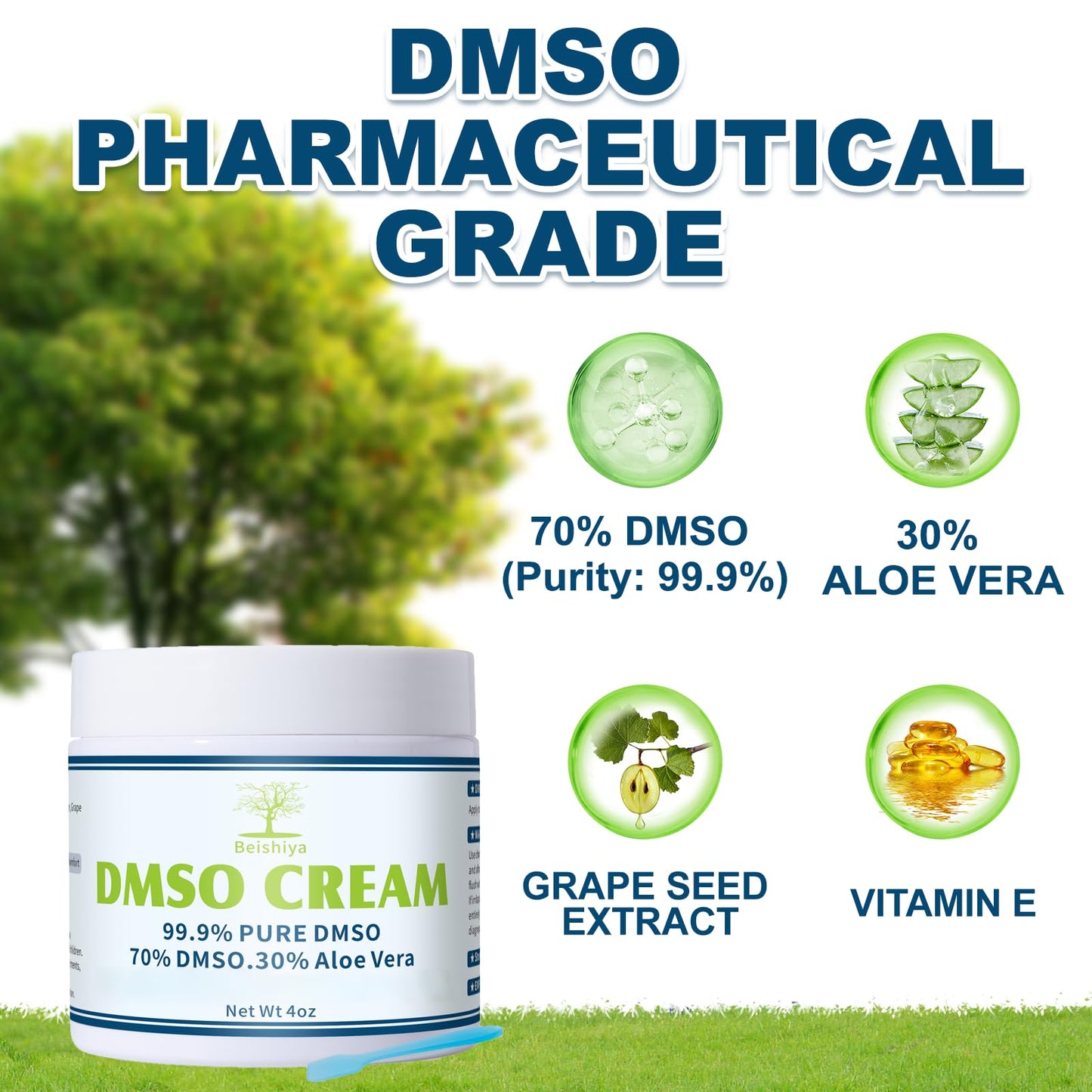 DMSO Cream 99.9% Pure DMSO & Aloe Vera โ Low Odor, Non-Greasy, 4 oz