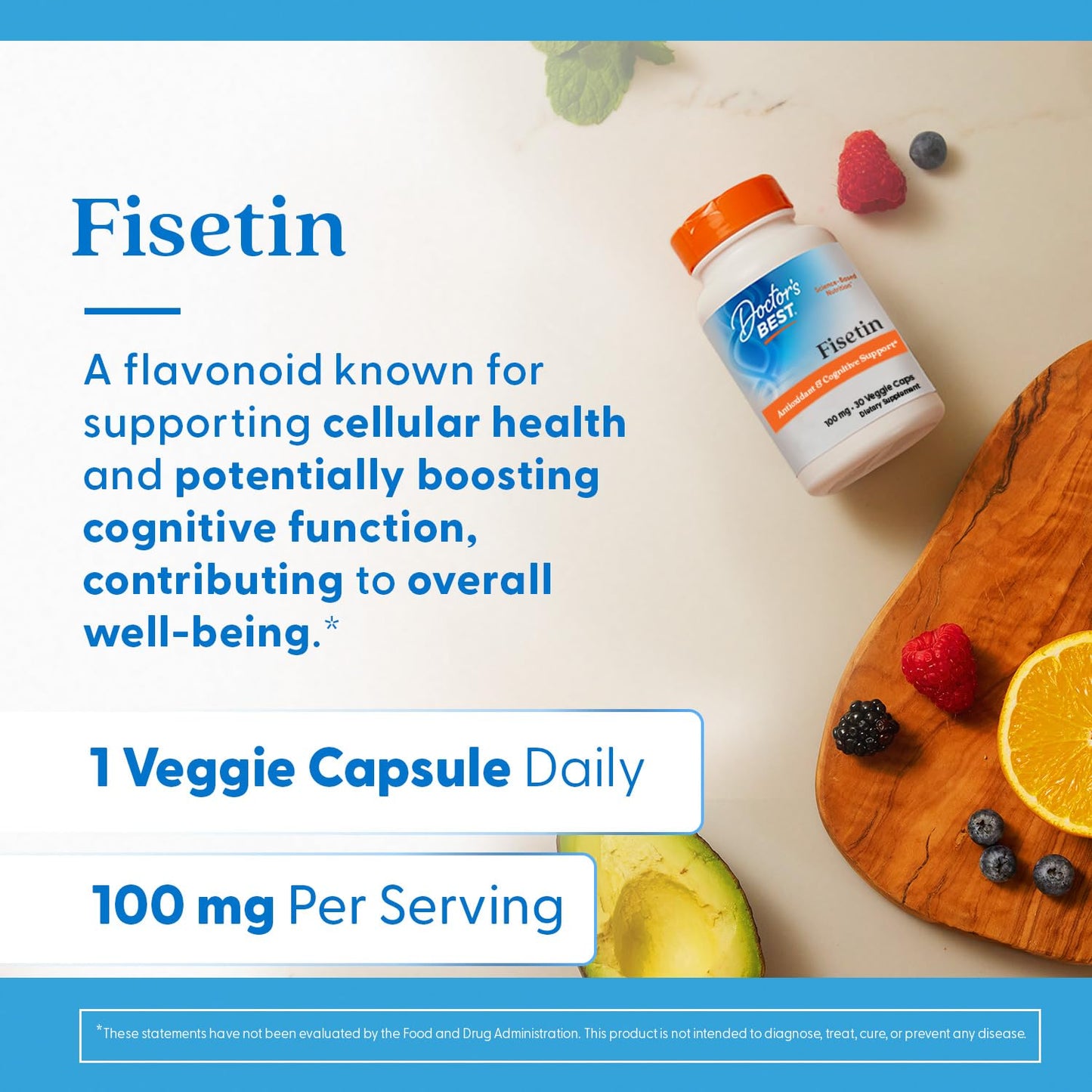 Doctor's Best Fisetin with Novusetin โ 100 mg, 30 Count (Non-GMO, Vegan)