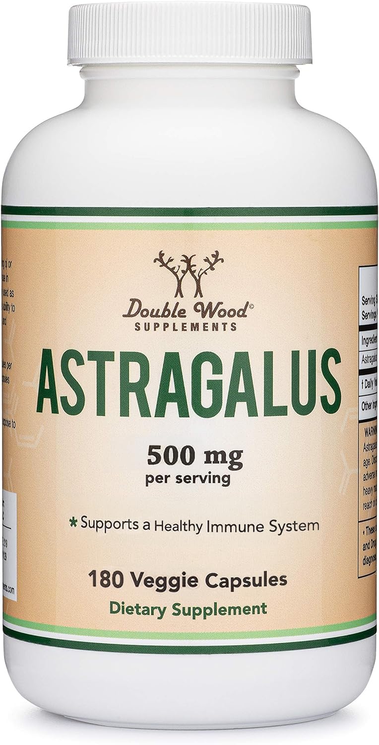 Double Wood Supplements Astragalus Immune Support 500mg – 180 Capsules Pack of 2 | Non-GMO, Gluten Free, Third-Party Tested