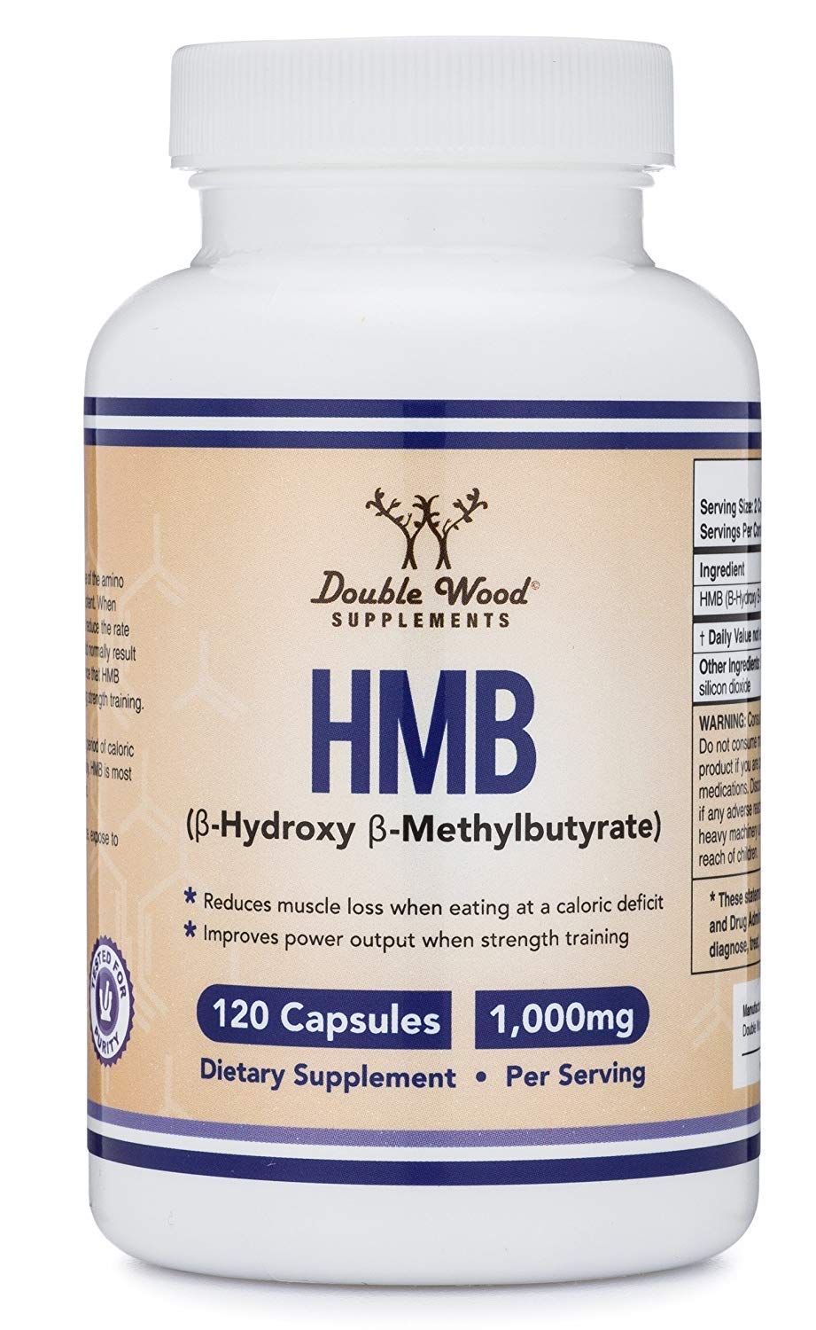 Double Wood HMB Supplement โ 120 Capsules, 1000mg per Serving, Third-Party Tested