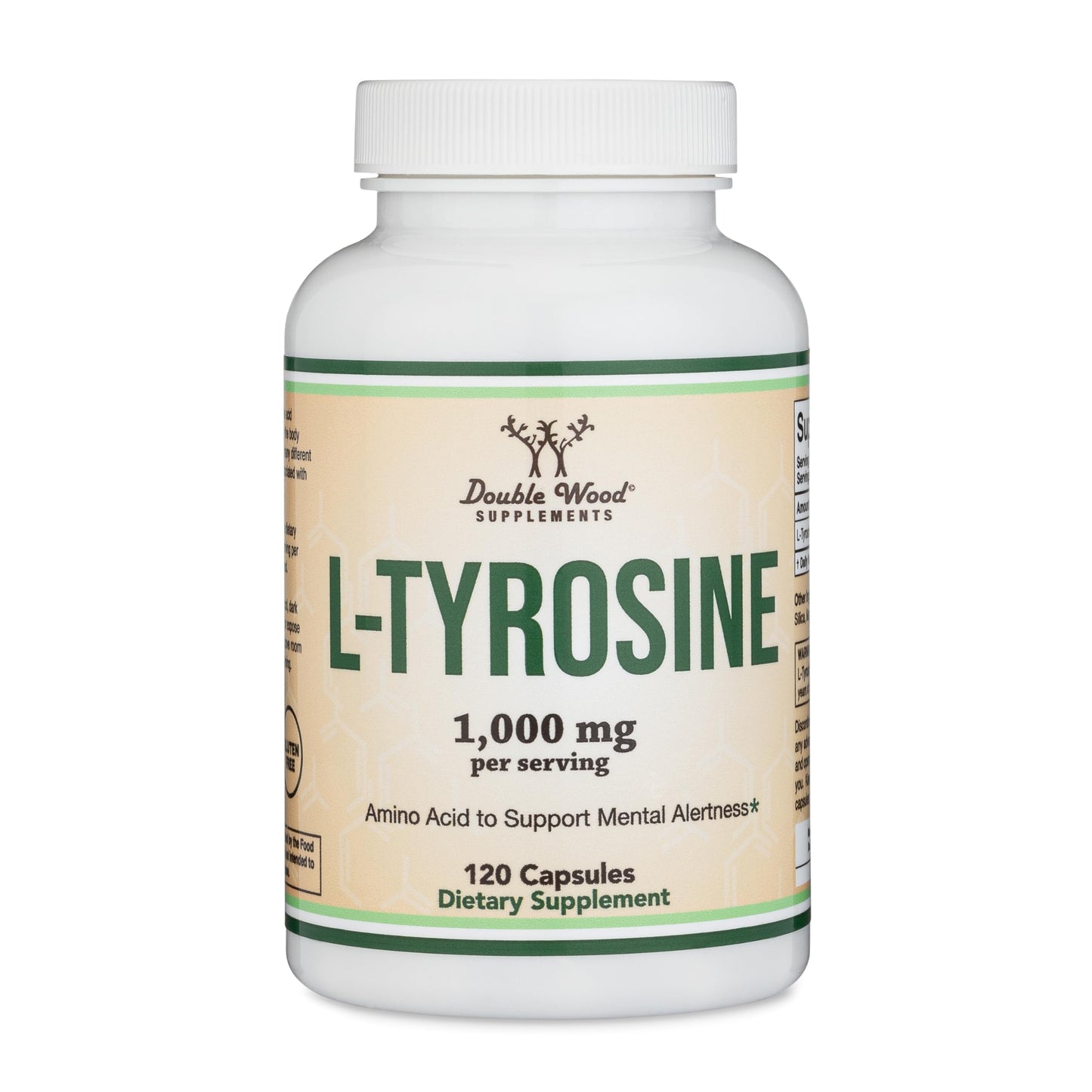 L-Tyrosine 1000mg per Serving โ 120 Veggie Capsules (2-Pack) | Double Wood