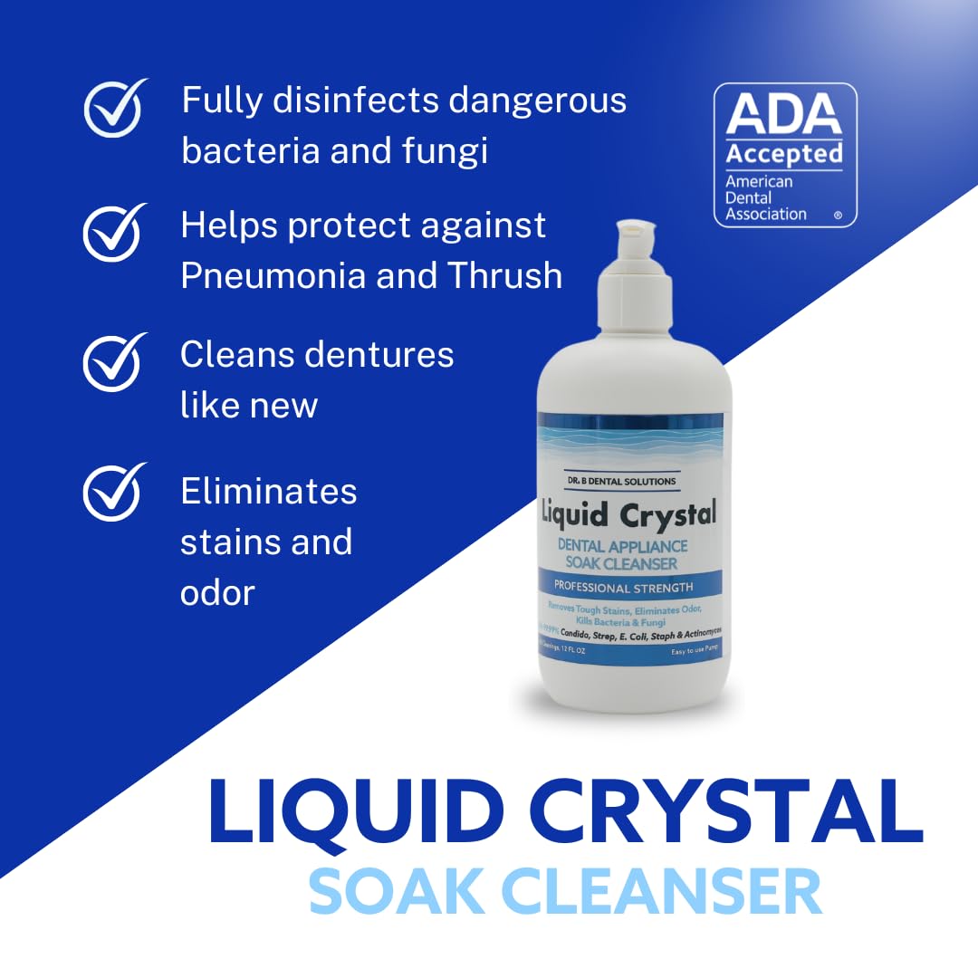 Dr. B Dental Solutions Liquid Crystal Soak Cleanser โ For Dentures, Aligners, Night Guards