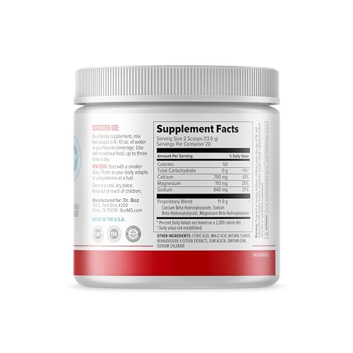 Dr. Boz Keto BHB Powder Raspberry Lemonade 20 Servings โ Energy & Cravings Support