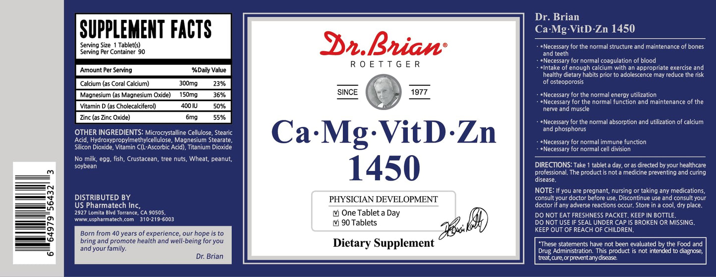 Dr. Brian Calcium Supplement โ Bone & Teeth Health, Non-GMO, 90 Tablets