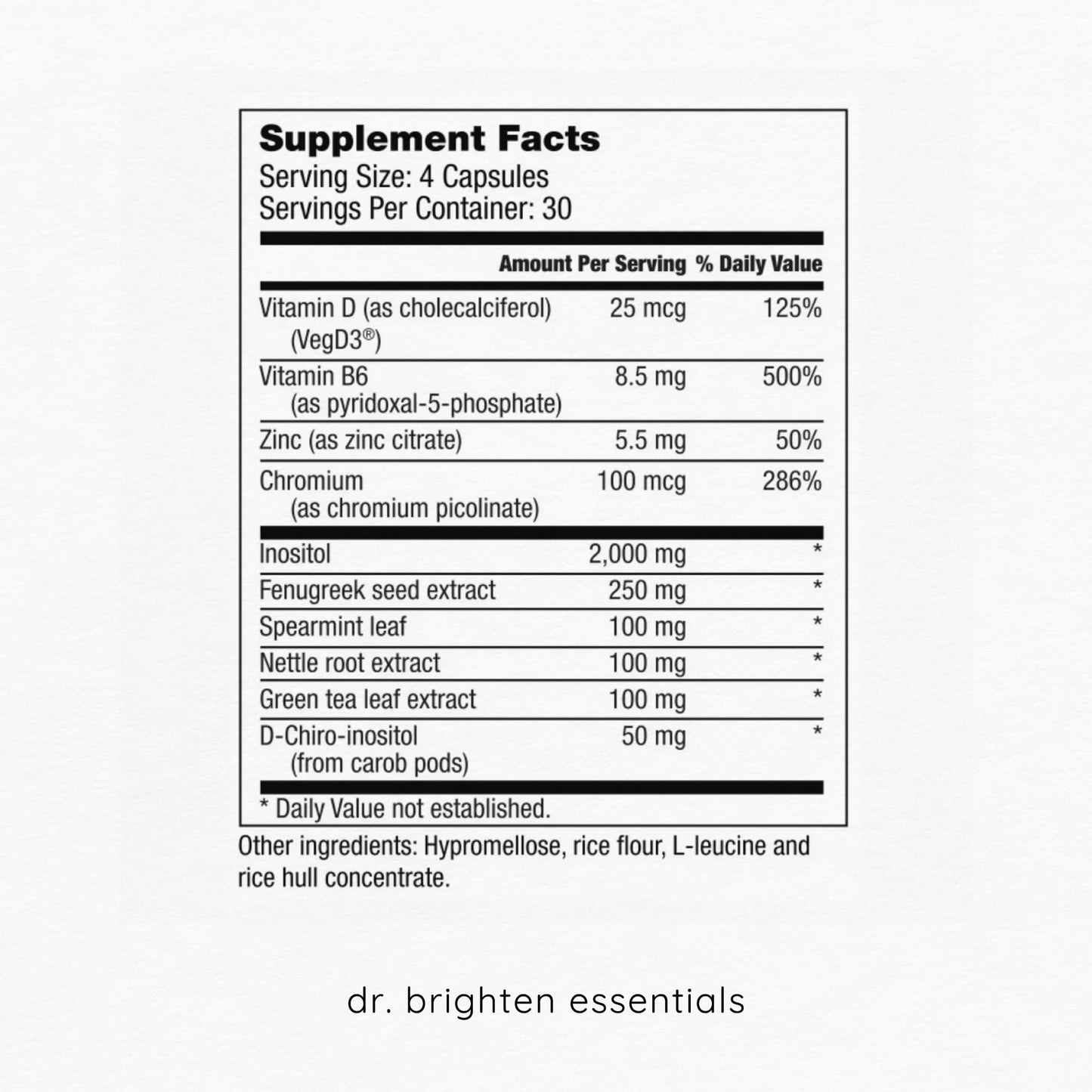 Dr. Brighten Myoinositol Plus โ Doctor Formulated Myo- & D-Chiro-Inositol for Hormone Balance & Ovarian Health