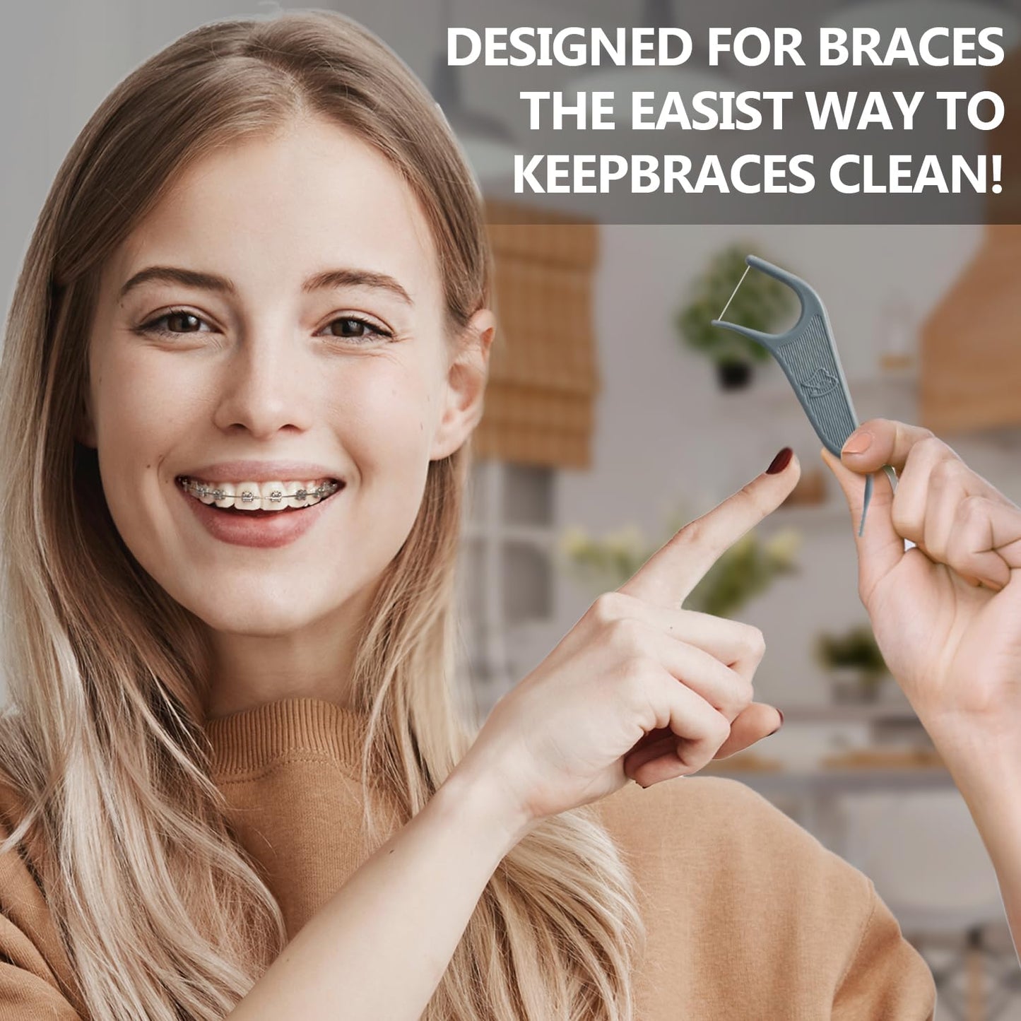 Dr. Emma Orthodontic Flossers for Braces โ Mint Flavor, 60 Count/Bag (Gray, 2-Pack)