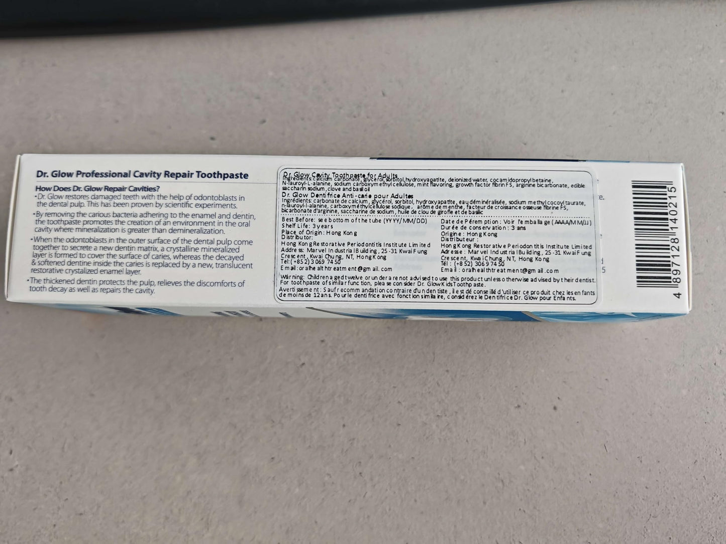 Dr. Glow Adult Cavity Repair Toothpaste โ Hydroxyapatite Remineralization, Enamel Repair, 3.52oz x 2