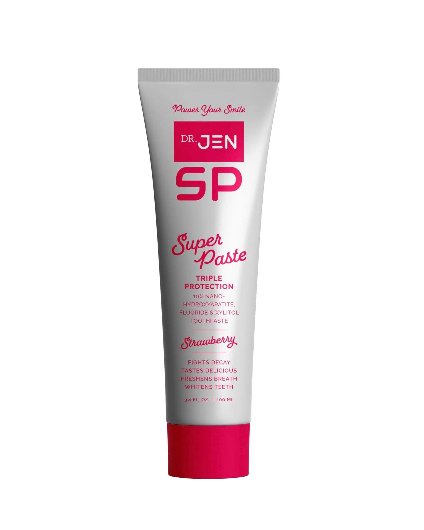Dr. Jen Super Paste: Fluoride +10% Nano-Hydroxyapatite Travel Toothpaste โ Strawberry