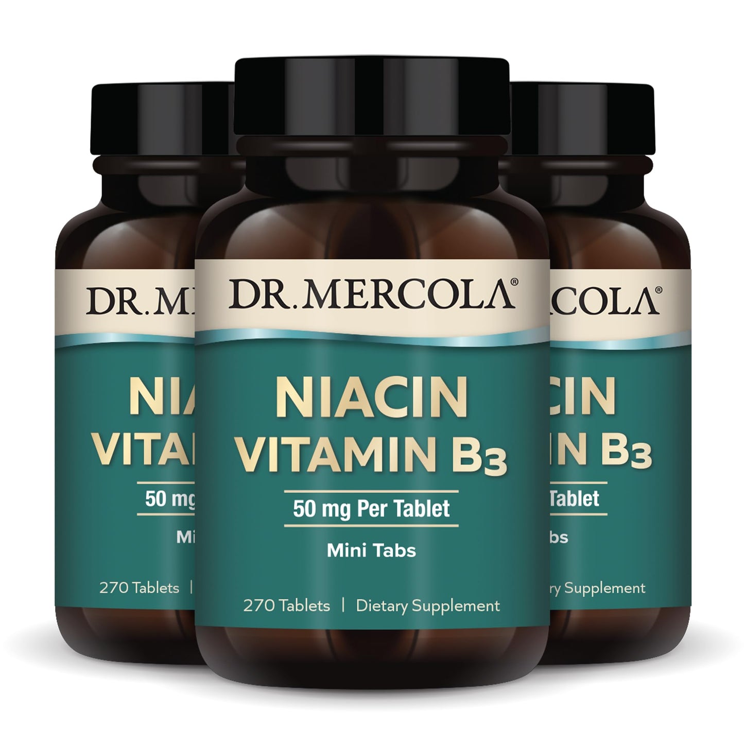 Dr. Mercola Niacin Vitamin B3 โ 90 Servings (270 Mini Tabs) Non-GMO