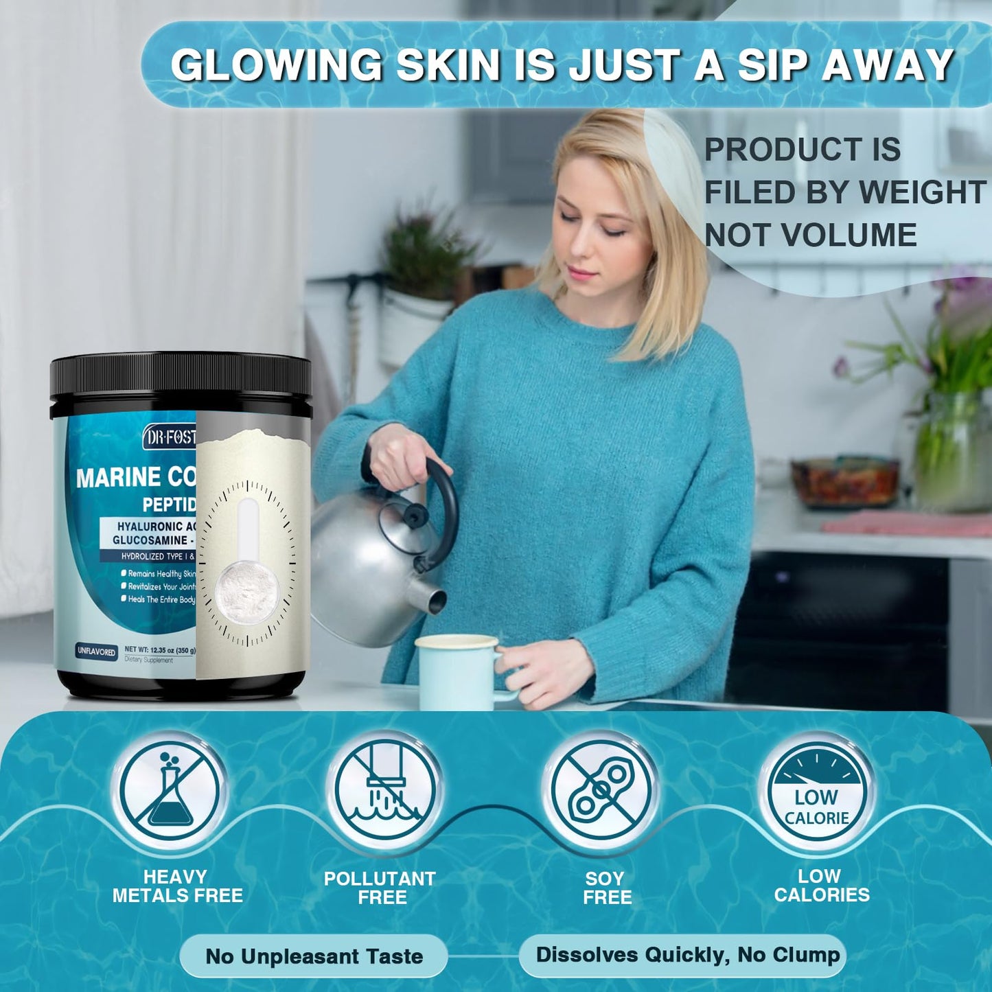 DRFOSTER Marine Collagen Peptides Powder โ Joint Support | Wild-Caught Fish | 35 Servings