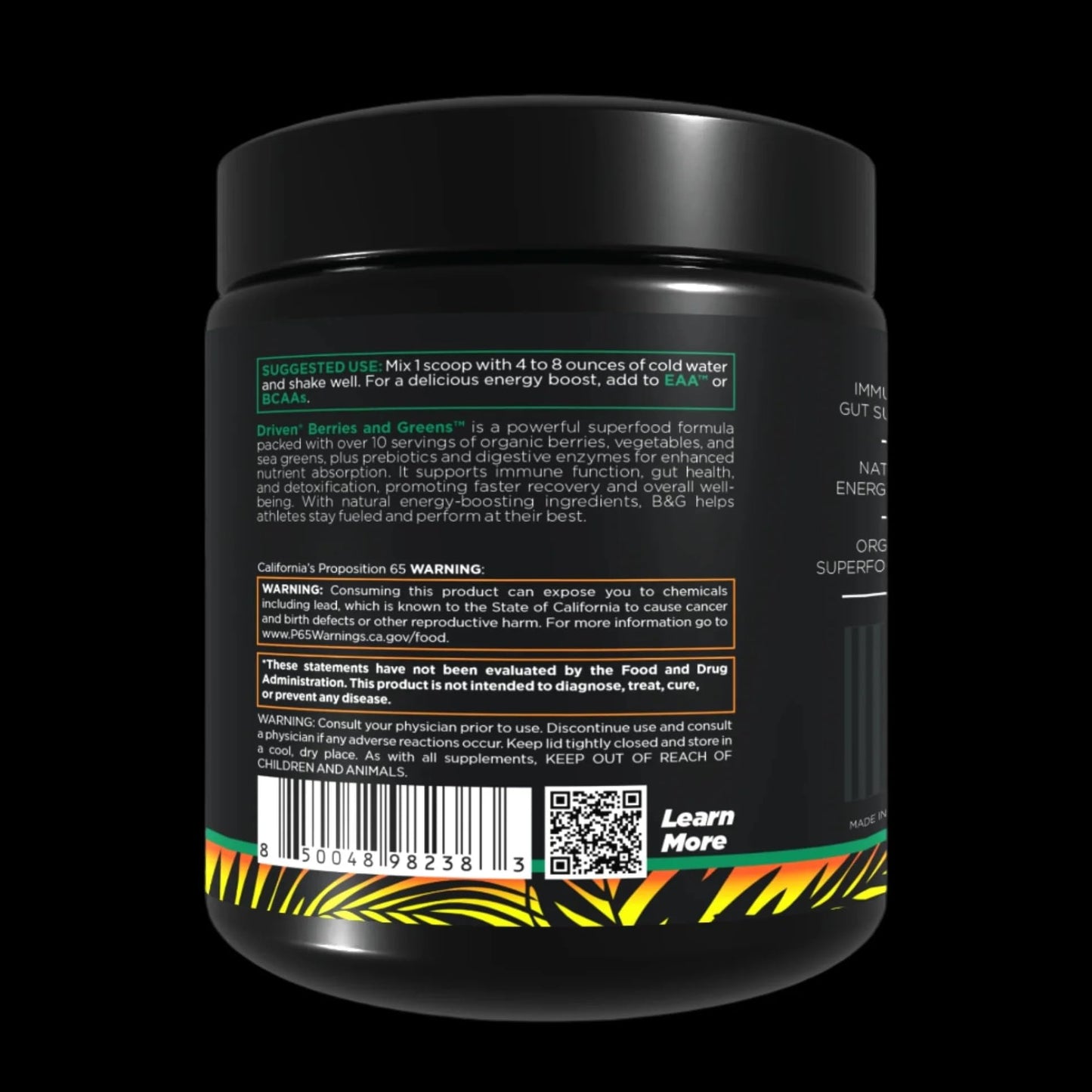 Driven B&G Berries & Greens Superfood Powder โ Citrus Delight, 30 Servings