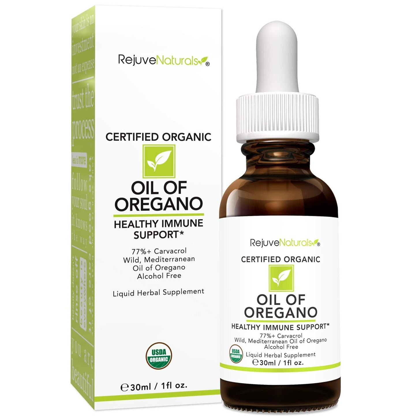 RejuveNaturals Oil of Oregano โ USDA Organic 1 fl oz (30 ml) Immune Support Drops | Gluten Free, Vegan & Non-GMO