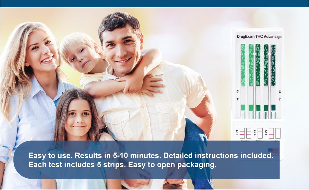 10 Pack DrugExam THC Urine Test Strips โ Multi-Level (20-300 ng/mL)