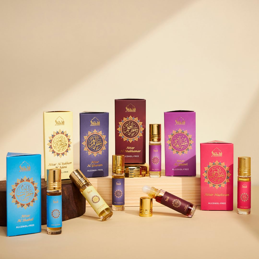Dukhni Yemeni Attar Oil Set โ 6 Arabic Oud Perfume Oils (6ml each) | Alcohol Free & Vegan