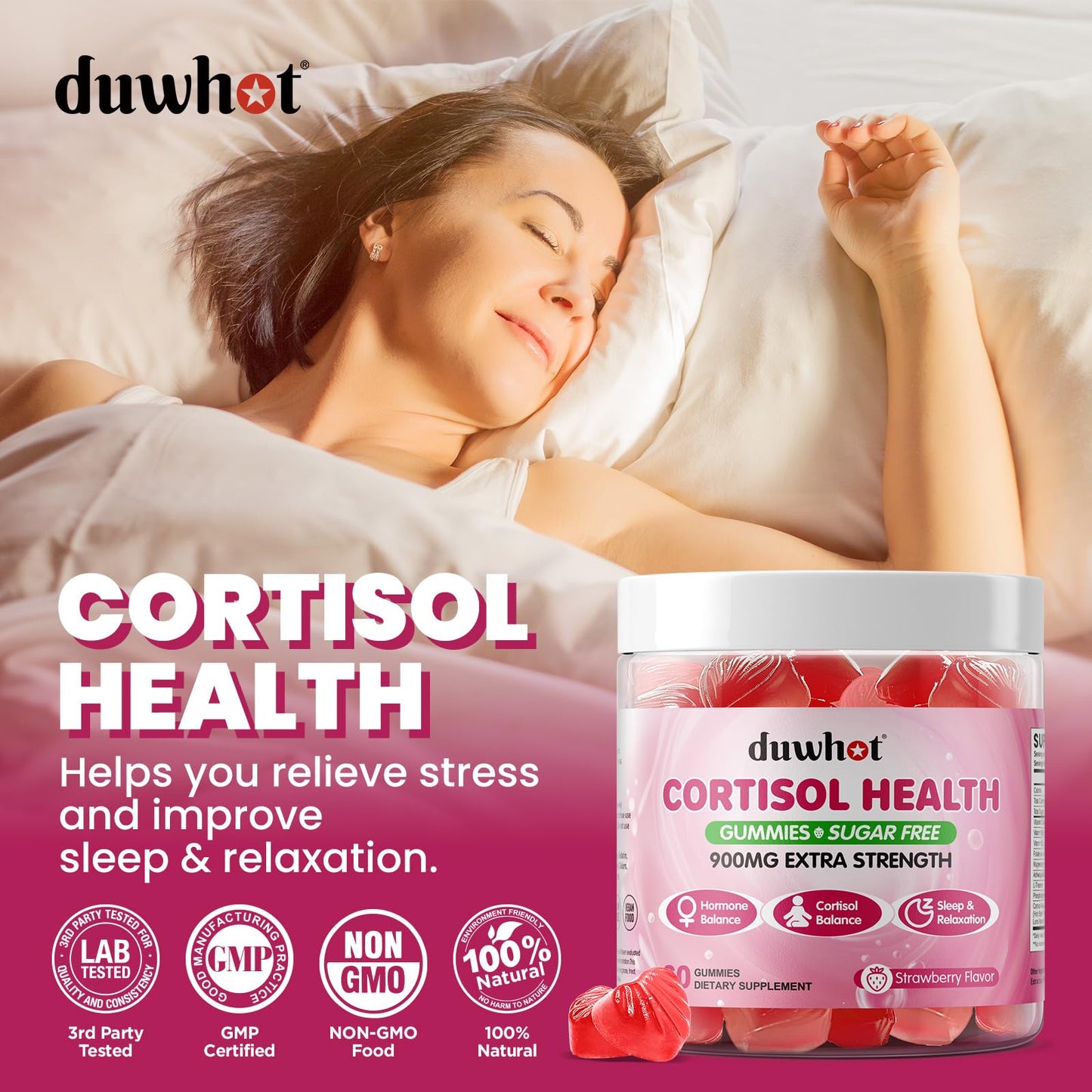 duwhot Cortisol Gummies โ 15-in-1 Lower Cortisol Support for Women, 60 Gummies
