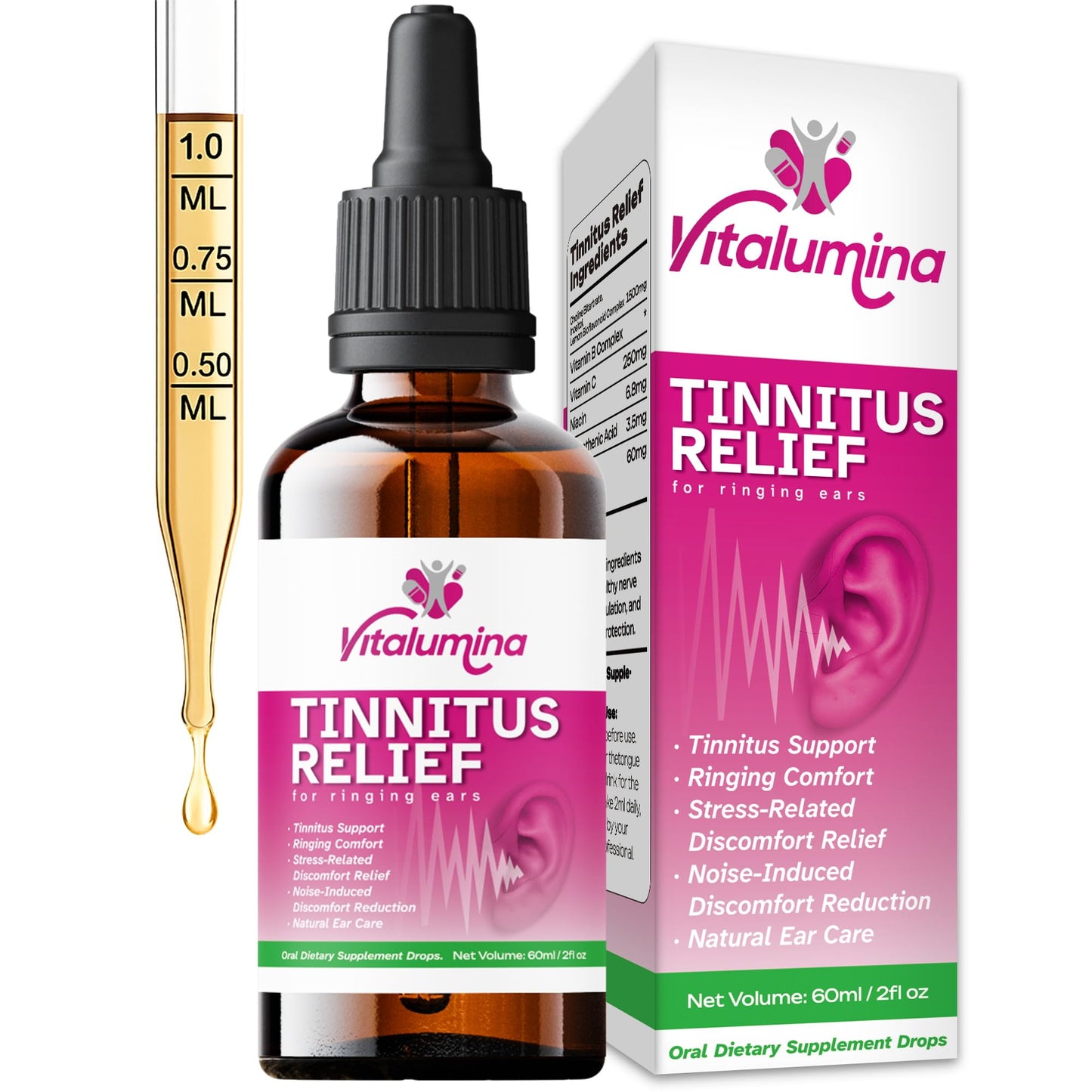 Tinnitus Relief Drops To Drink โ Natural Tinnitus Relief for Ringing Ears (60ml)