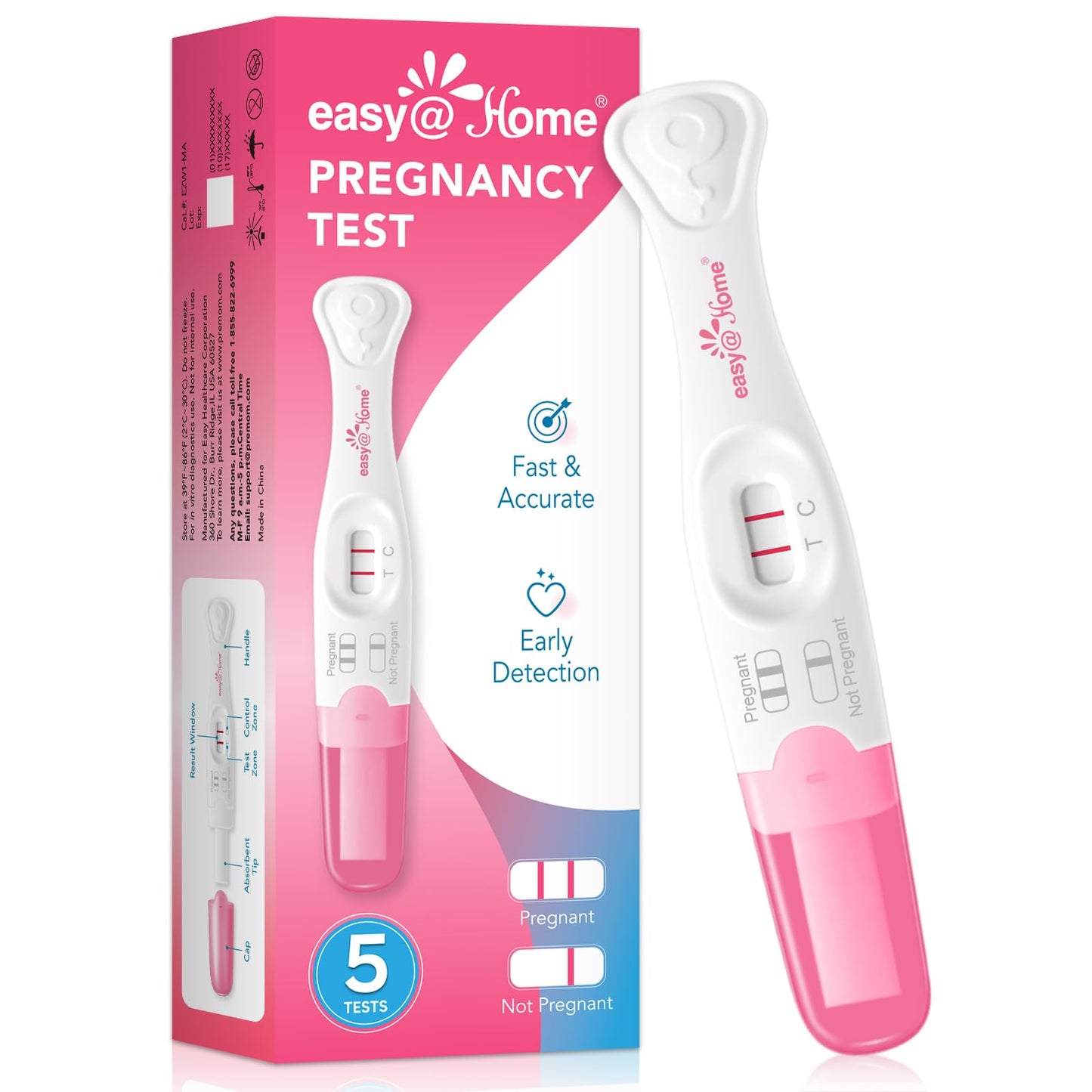 Easy@Home 5-Count Pregnancy Test Sticks โ Early Detection & Easy Use