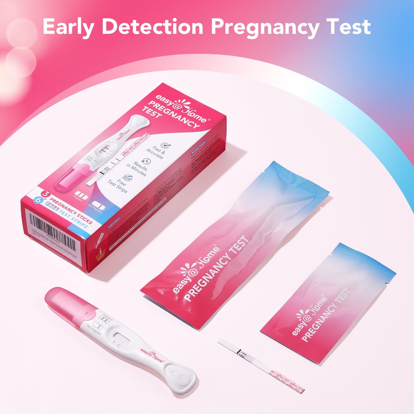 Easy@Home 9 Count Pregnancy Tests β 3 Early Detection Sticks & 6 Precise Test Strips, Instant Readings