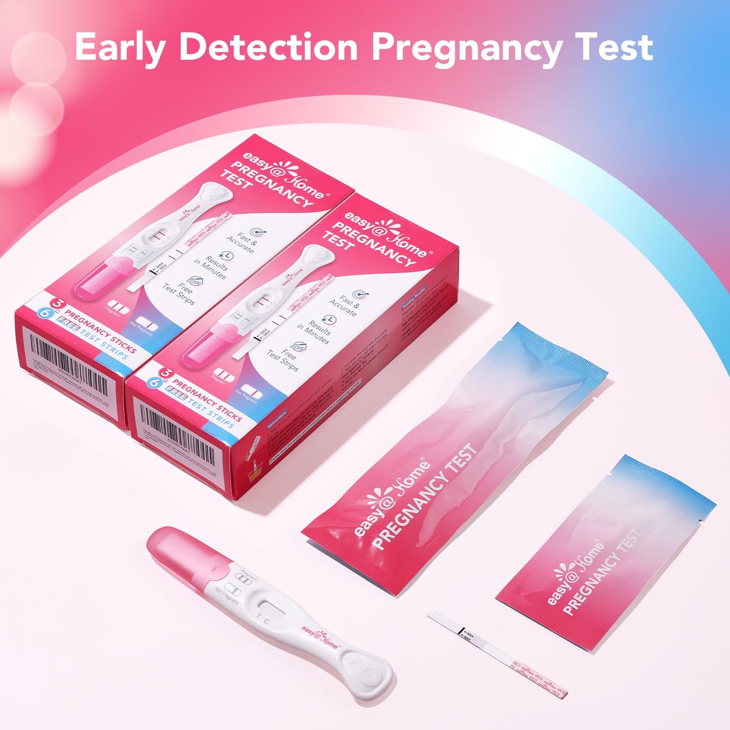 Easy@Home Pregnancy Test Sticks โ Early Detection & At-Home Accuracy (6 Sticks + 12 Strips)