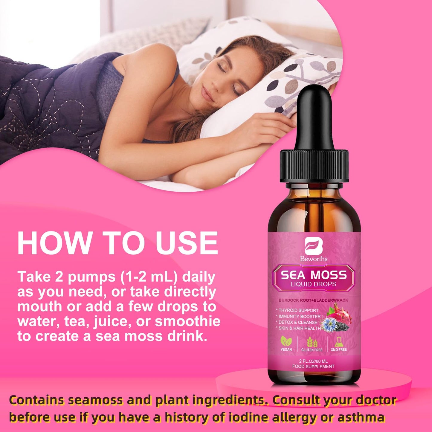 BEWORTHS Sea Moss Liquid Drops โ Organic Black Seed Oil (Vegan)