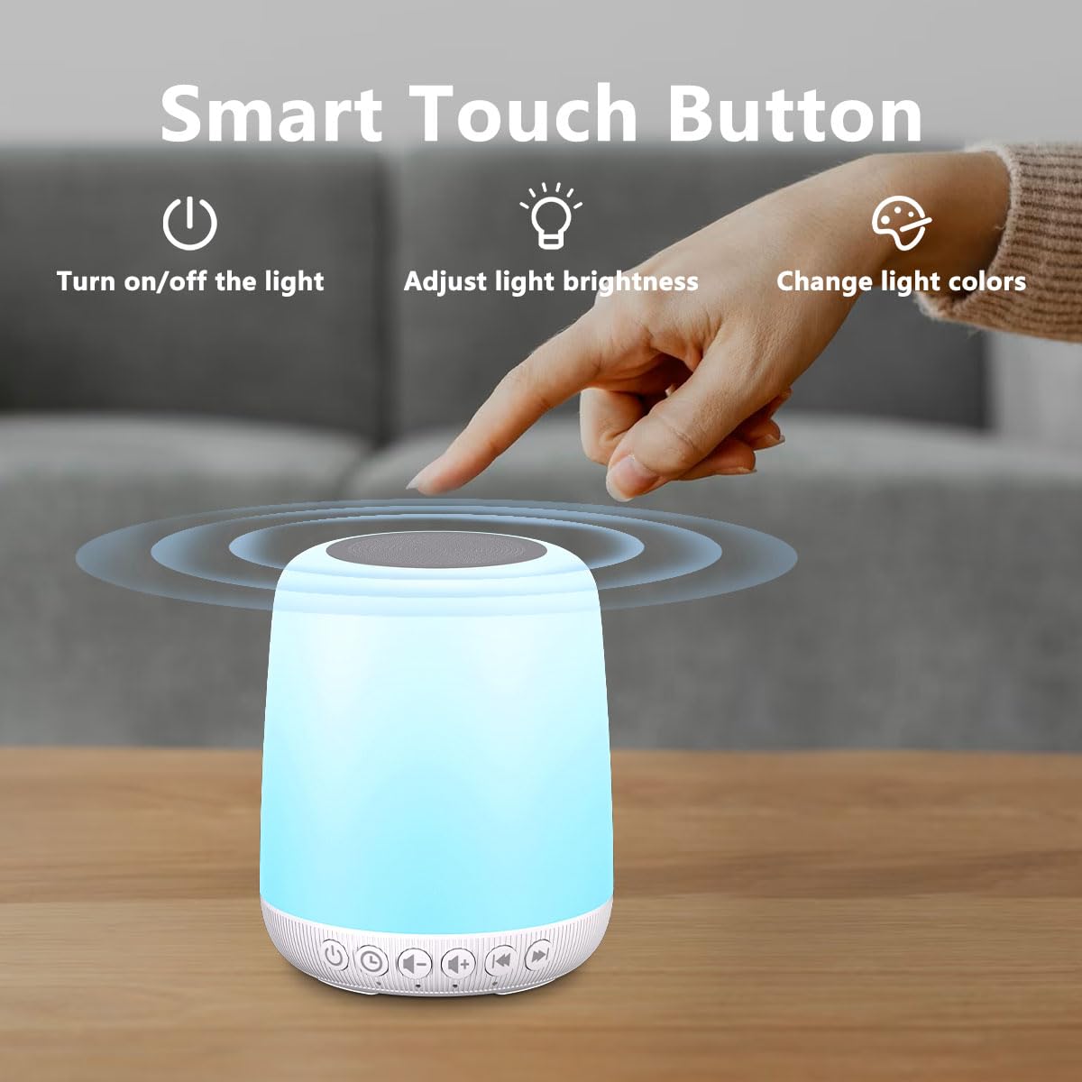 Easysleep White Noise Sound Machine โ 30 Sounds, 12 Night Light Colors, App & Touch Control