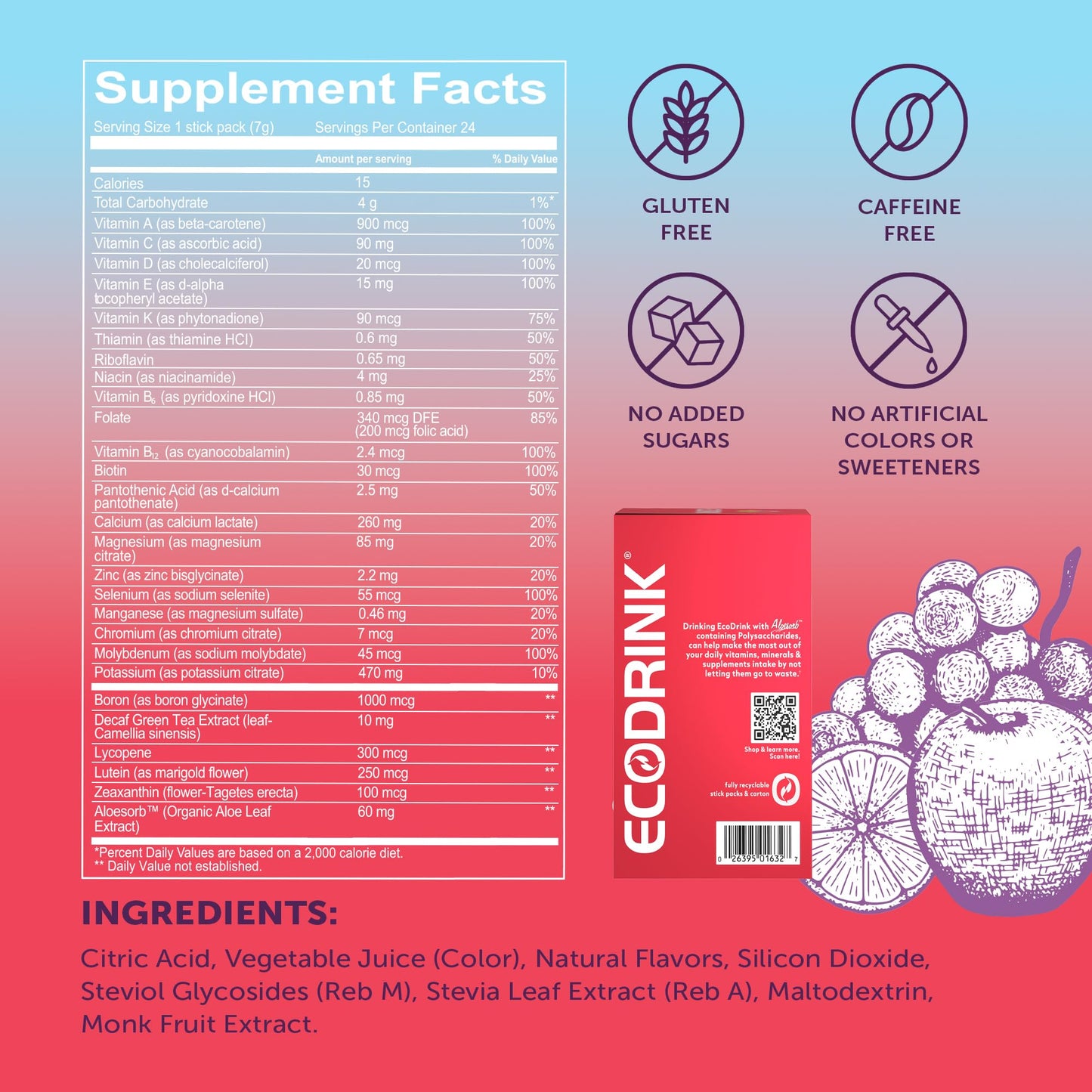 Eco Drink Nutrient Support Packets, Fruit Punch โ Lily of The Desert