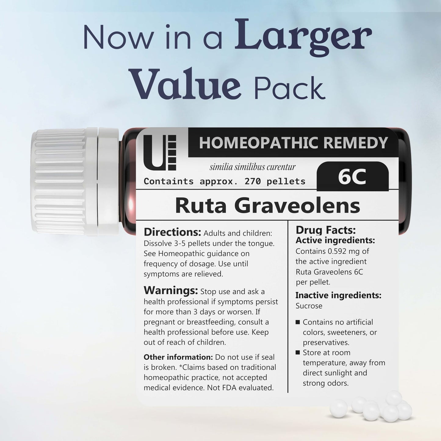 Ruta Graveolens 6C Homeopathic Remedy, 270 Pellets โ Lactose-Free | Urenus
