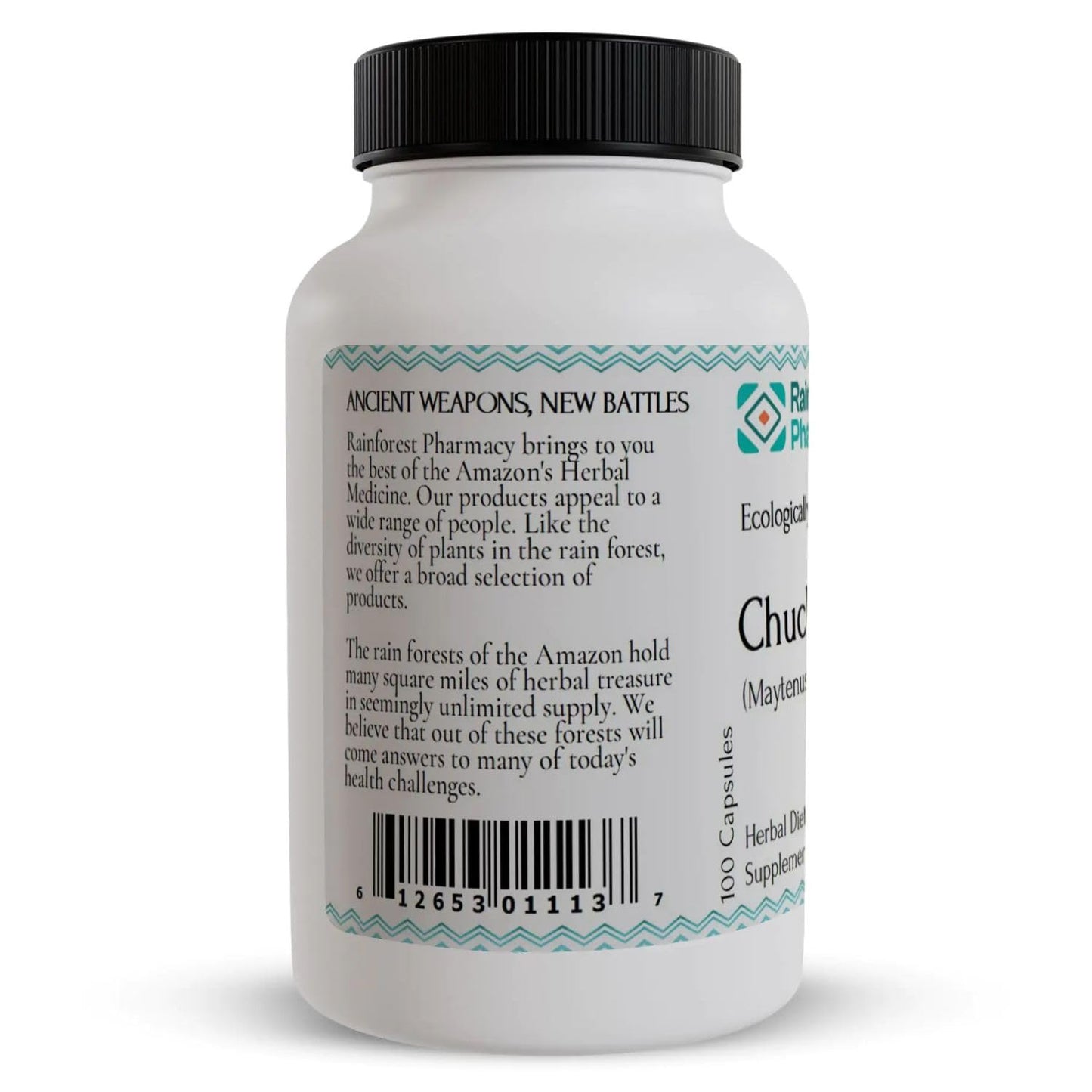 Rainforest Pharmacy Chuchuhuasi โ 100 Veg Capsules (500mg), Non-GMO, Sustainably Wildcrafted Amazon Bark
