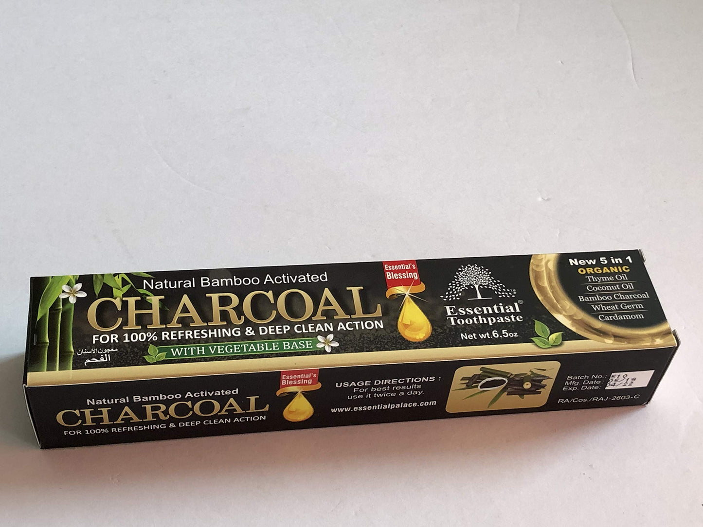 Natural Bamboo Activated Charcoal Toothpaste โ Fluoride Free (1 Tube)