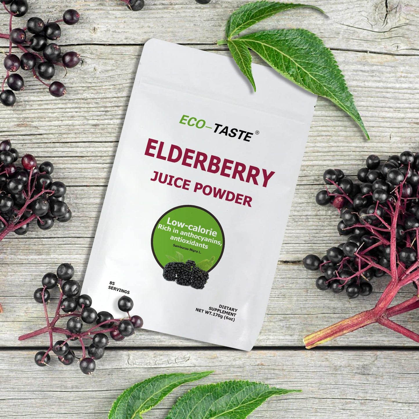 ECO-TASTE Elderberry Juice Powder β Immune Support, Non-GMO, Vegan, 170g