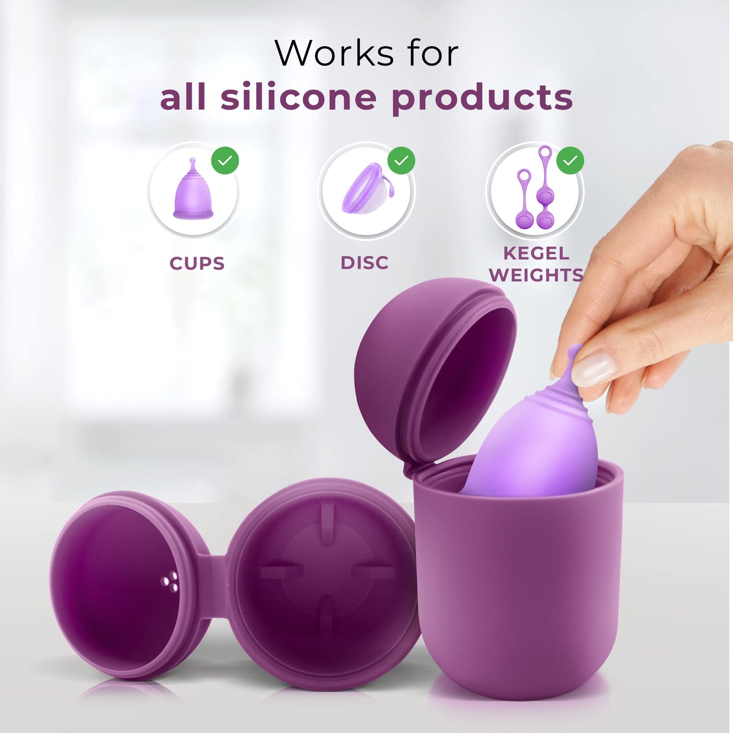 EcoBlossom Reusable Menstrual Cup & Case β Medical-Grade Silicone, 12-Hour Leak-Proof (Large Pack of 2, Gray)