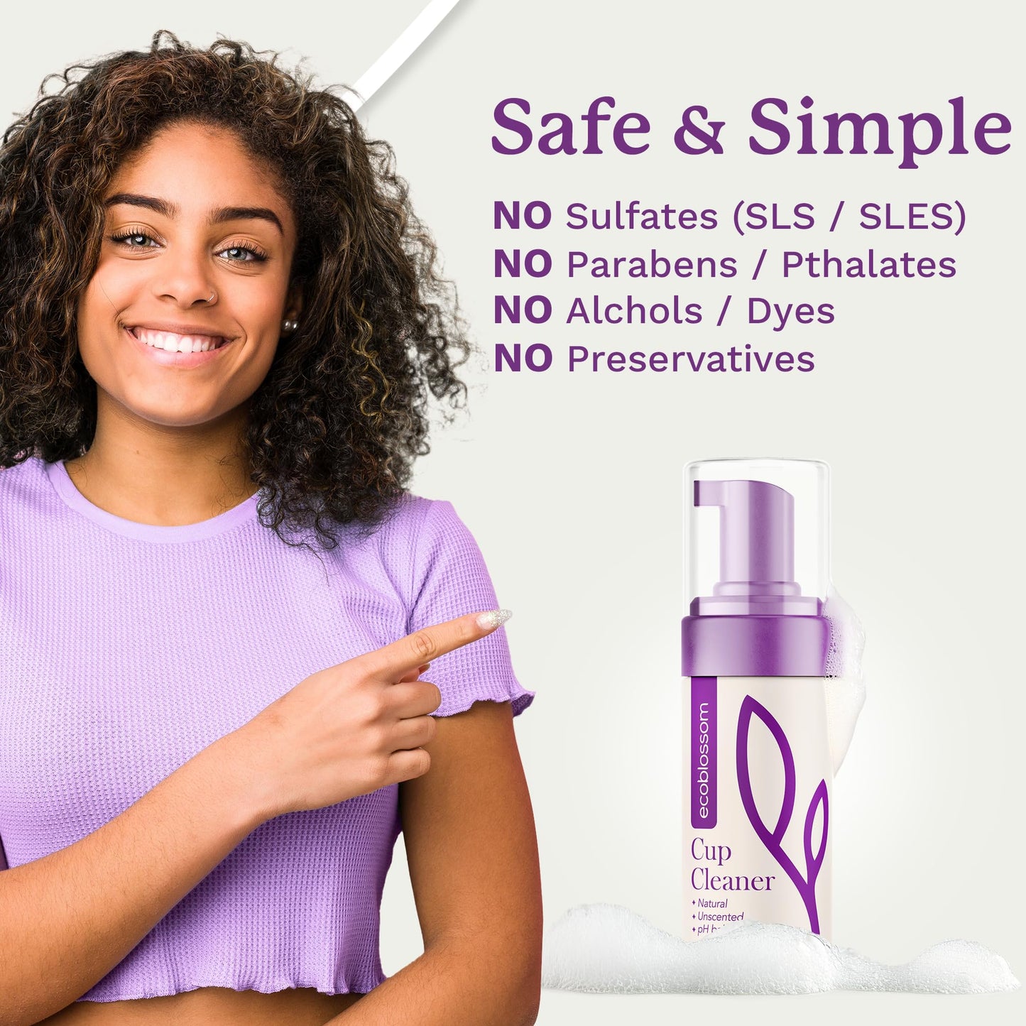 EcoBlossom Menstrual Cup Cleaner – Unscented Foaming Sterilizer for Silicone Cups (5 oz)