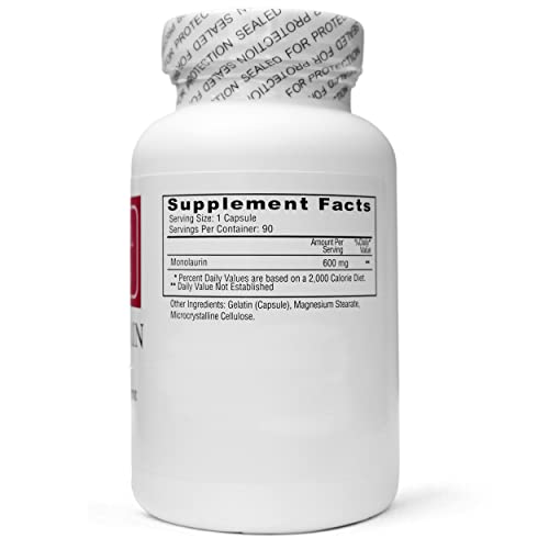 Ecological Formulas 600 mg Monolaurin β Two Sealed Bottles, 180 Capsules