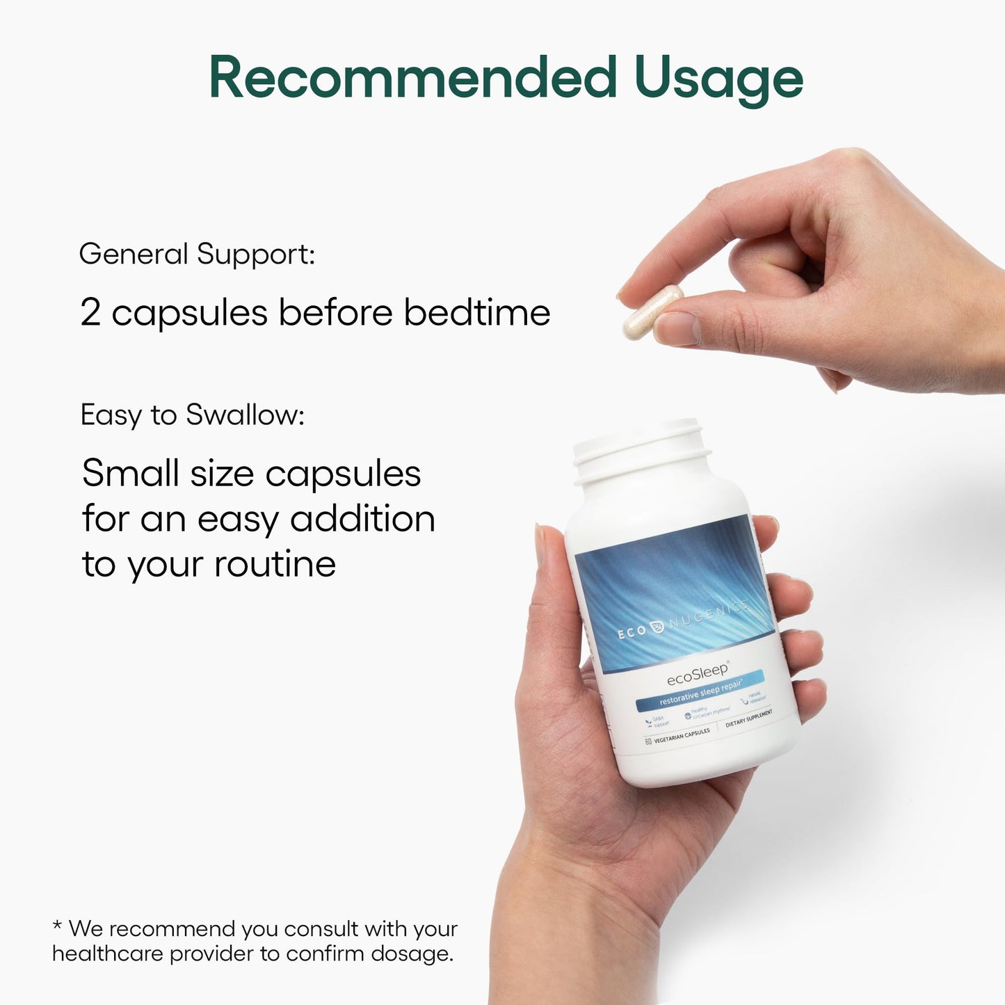 EcoSleep by EcoNugenics: GABA Sleep Aid with L-Theanine โ 60 Capsules
