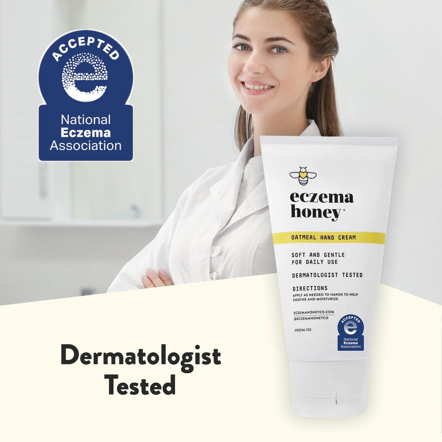 ECZEMA HONEY Oatmeal Hand Cream โ Natural Eczema Relief for Dry, Itchy Hands (2 oz)