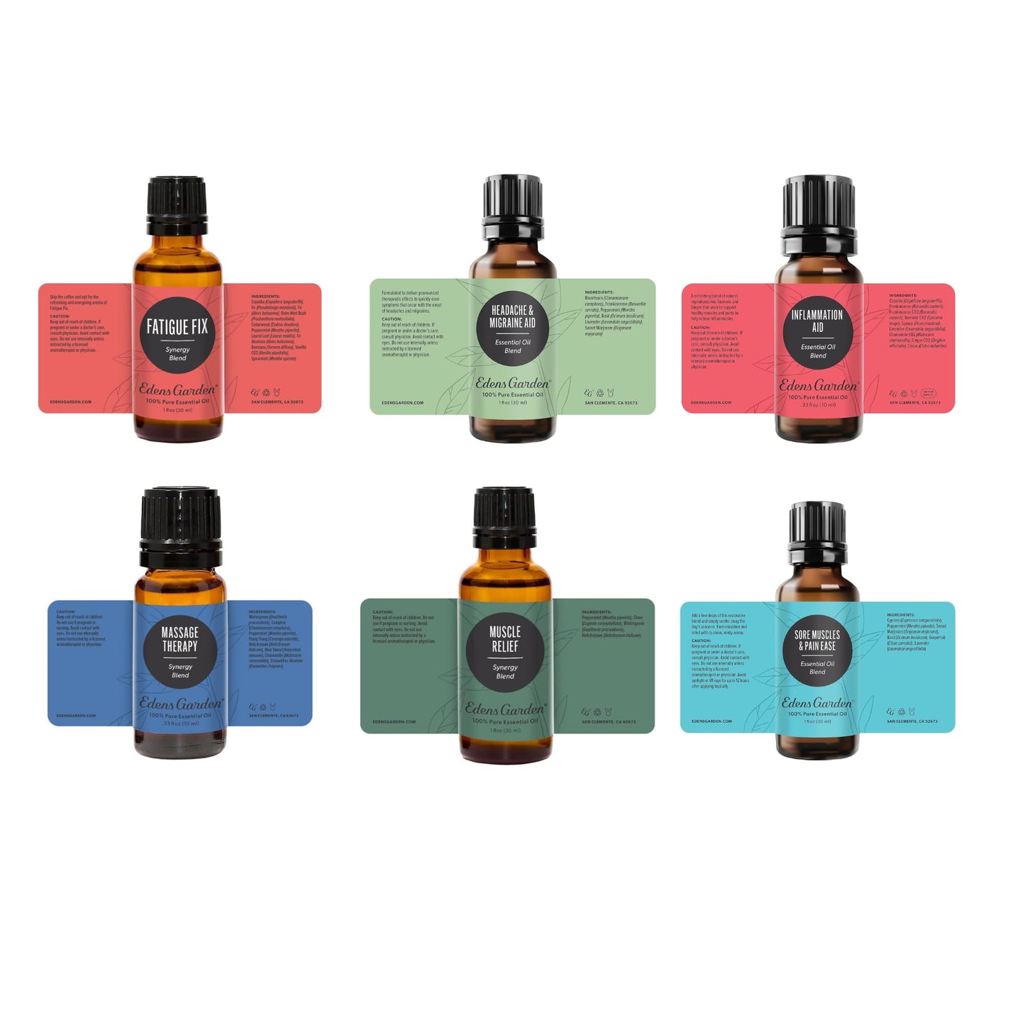 Edens Garden Aches & Pains 6 Set โ 10 ml Therapeutic Essential Oils (6 Pack)