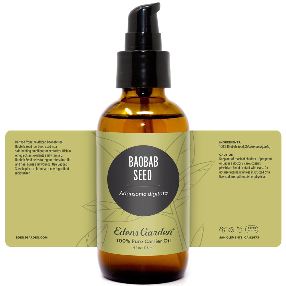 Edens Garden Baobab Seed Carrier Oil โ 100% Pure, Cold-Pressed, Hexane-Free | 118 ml
